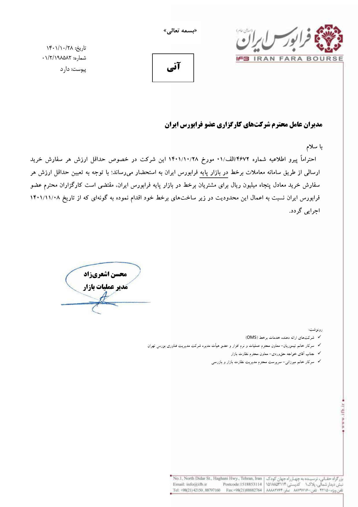 حداقل ارزش معاملات